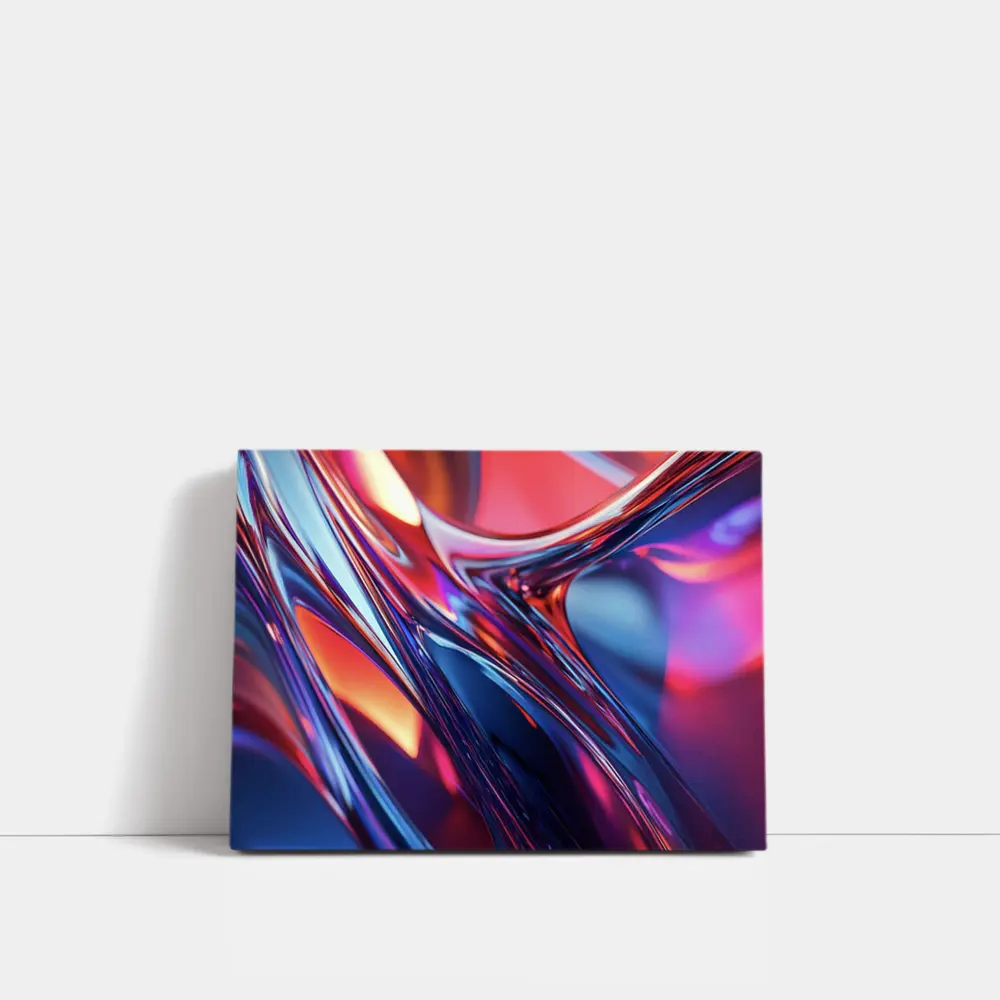 Chrome Abstract Fluid Waves Blue Red – Wall Art