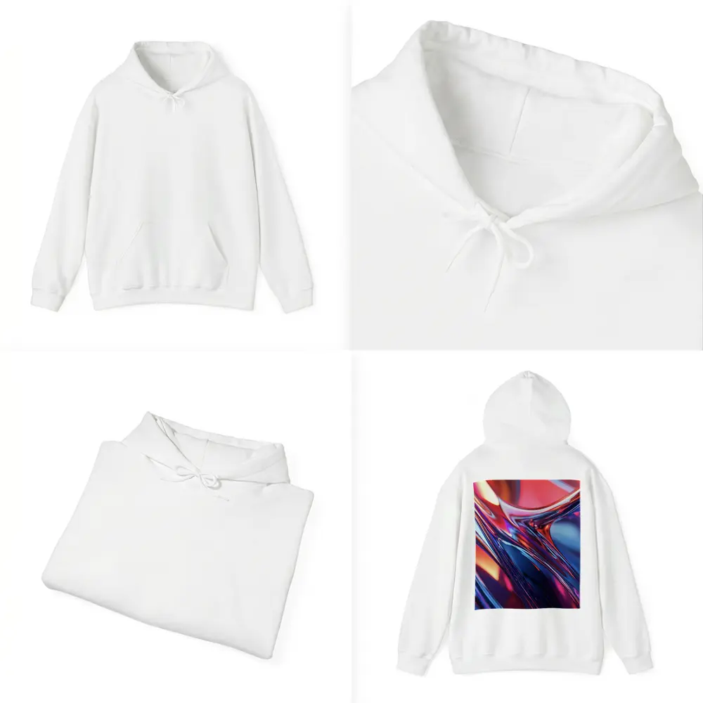Chrome Abstract Fluid Waves Blue Red – Hoodies