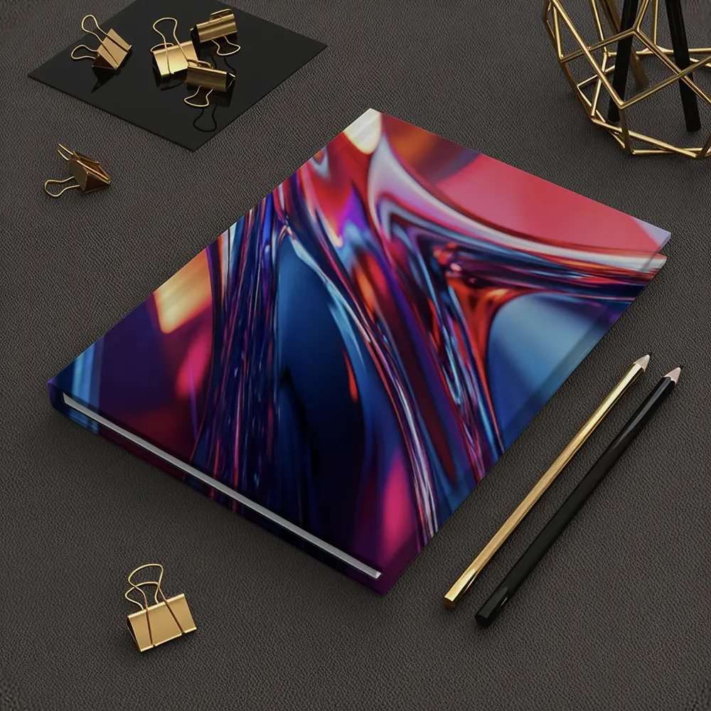 Chrome Abstract Fluid Waves Blue Red – Notebooks