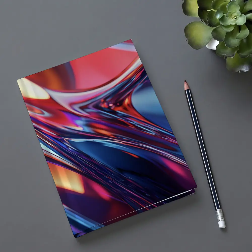 Chrome Abstract Fluid Waves Blue Red – Notebooks