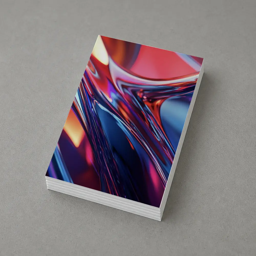 Chrome Abstract Fluid Waves Blue Red – Postcards