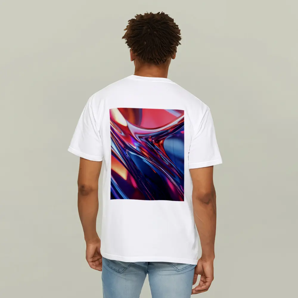 Chrome Abstract Fluid Waves Blue Red – T-Shirts