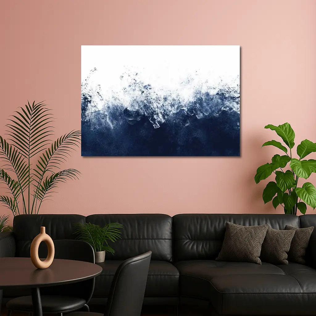 Dark Navy Blue Ocean Wave Abstract Art – Wall Art