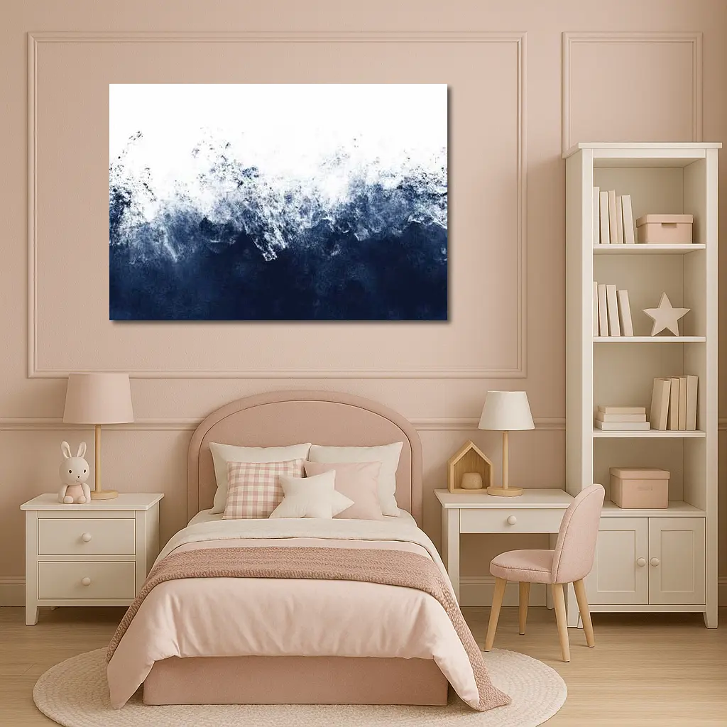 Dark Navy Blue Ocean Wave Abstract Art – Wall Art