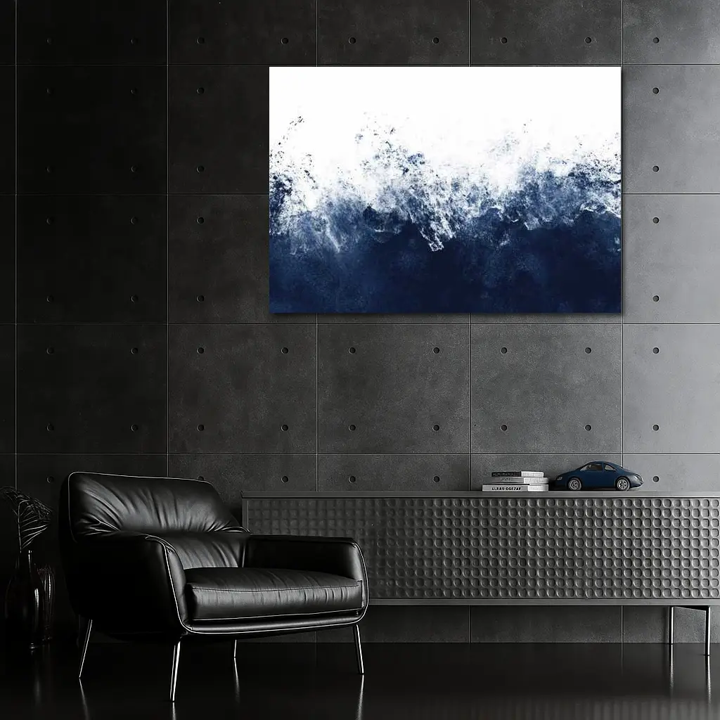 Dark Navy Blue Ocean Wave Abstract Art – Wall Art