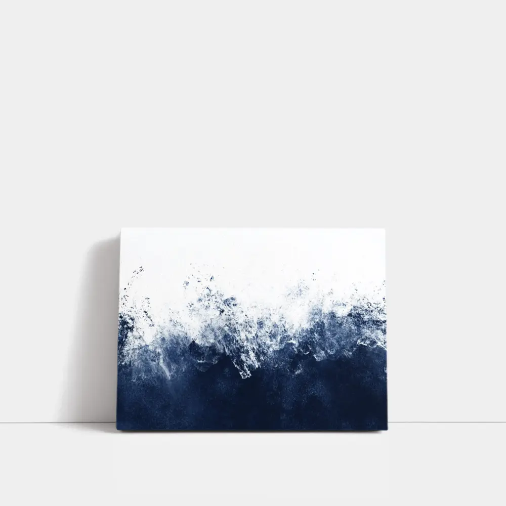 Dark Navy Blue Ocean Wave Abstract Art – Wall Art