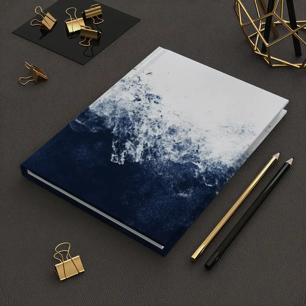 Dark Navy Blue Ocean Wave Abstract Art – Notebooks