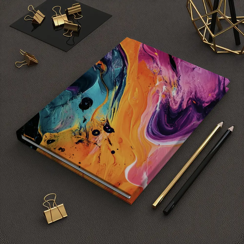 Bold Fluid Abstract Art Orange Purple Black – Notebooks