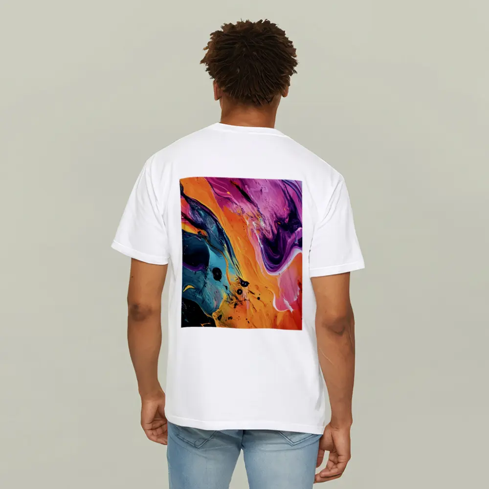 Bold Fluid Abstract Art Orange Purple Black – T-Shirts