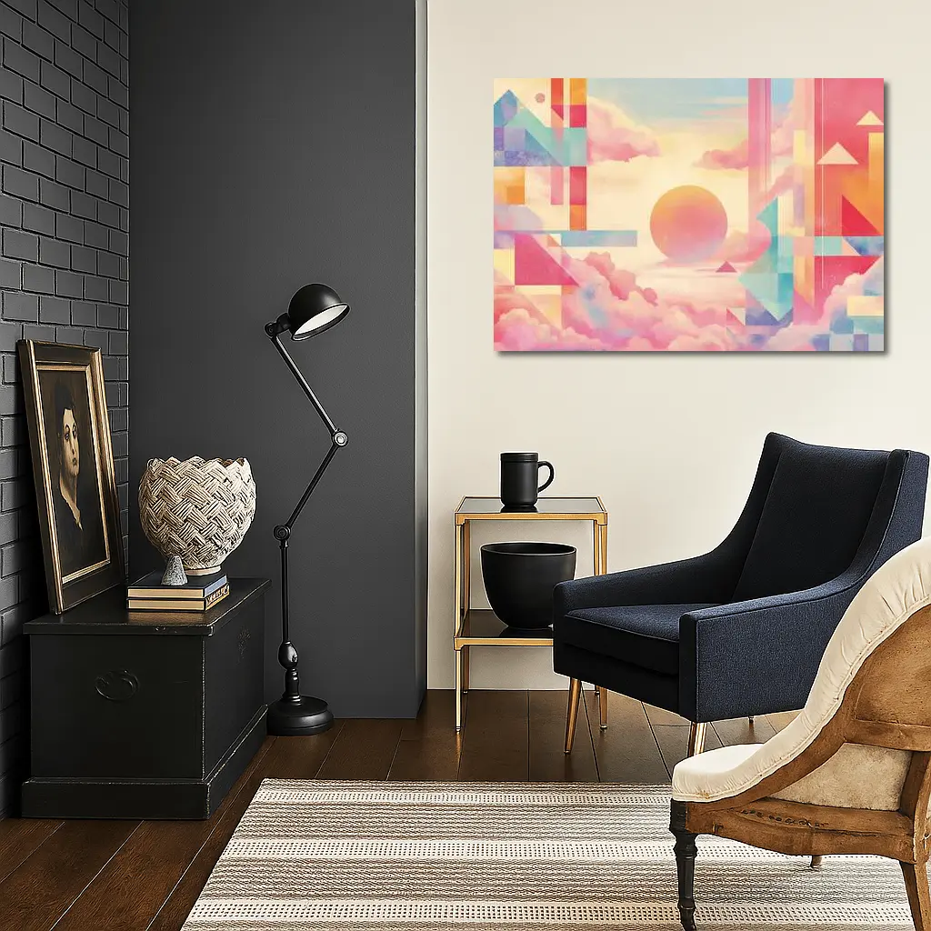 Pastel Geometric Abstract Sky Clouds Art – Wall Art
