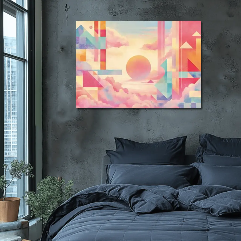 Pastel Geometric Abstract Sky Clouds Art – Wall Art
