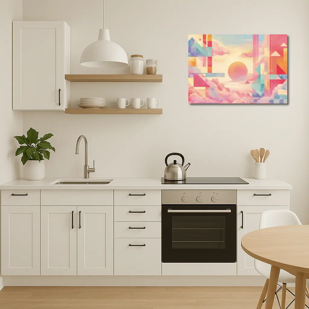 Pastel Geometric Abstract Sky Clouds Art – Wall Art