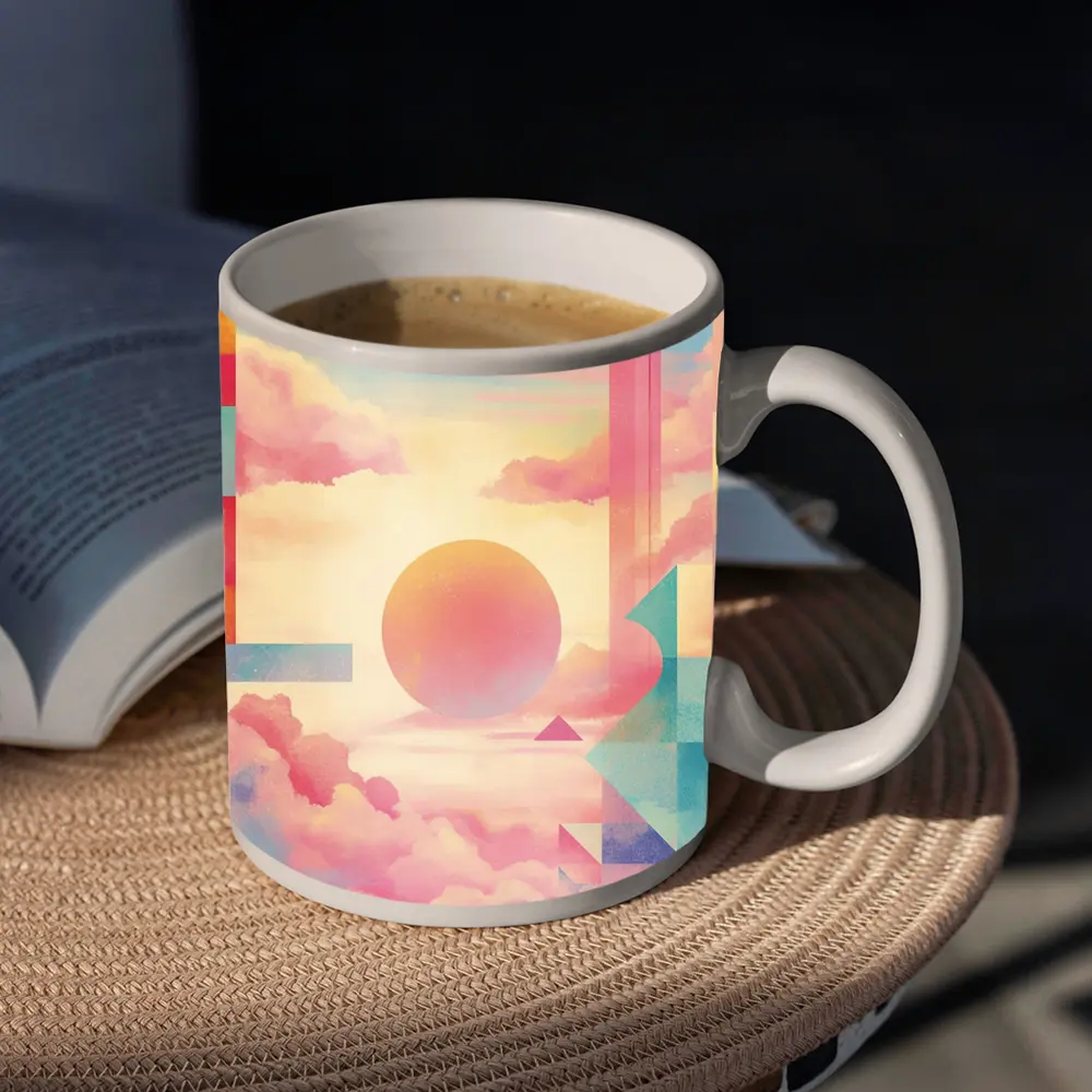 Pastel Geometric Abstract Sky Clouds Art – Mugs