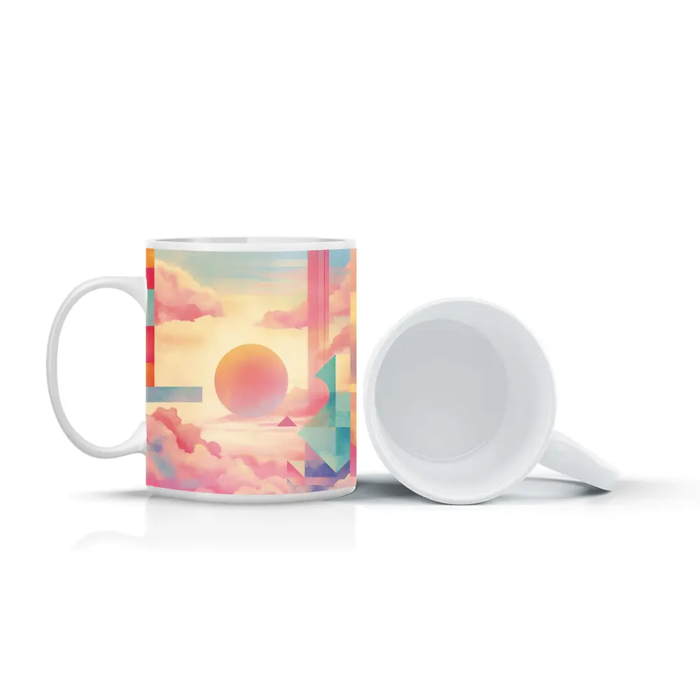 Pastel Geometric Abstract Sky Clouds Art – Mugs