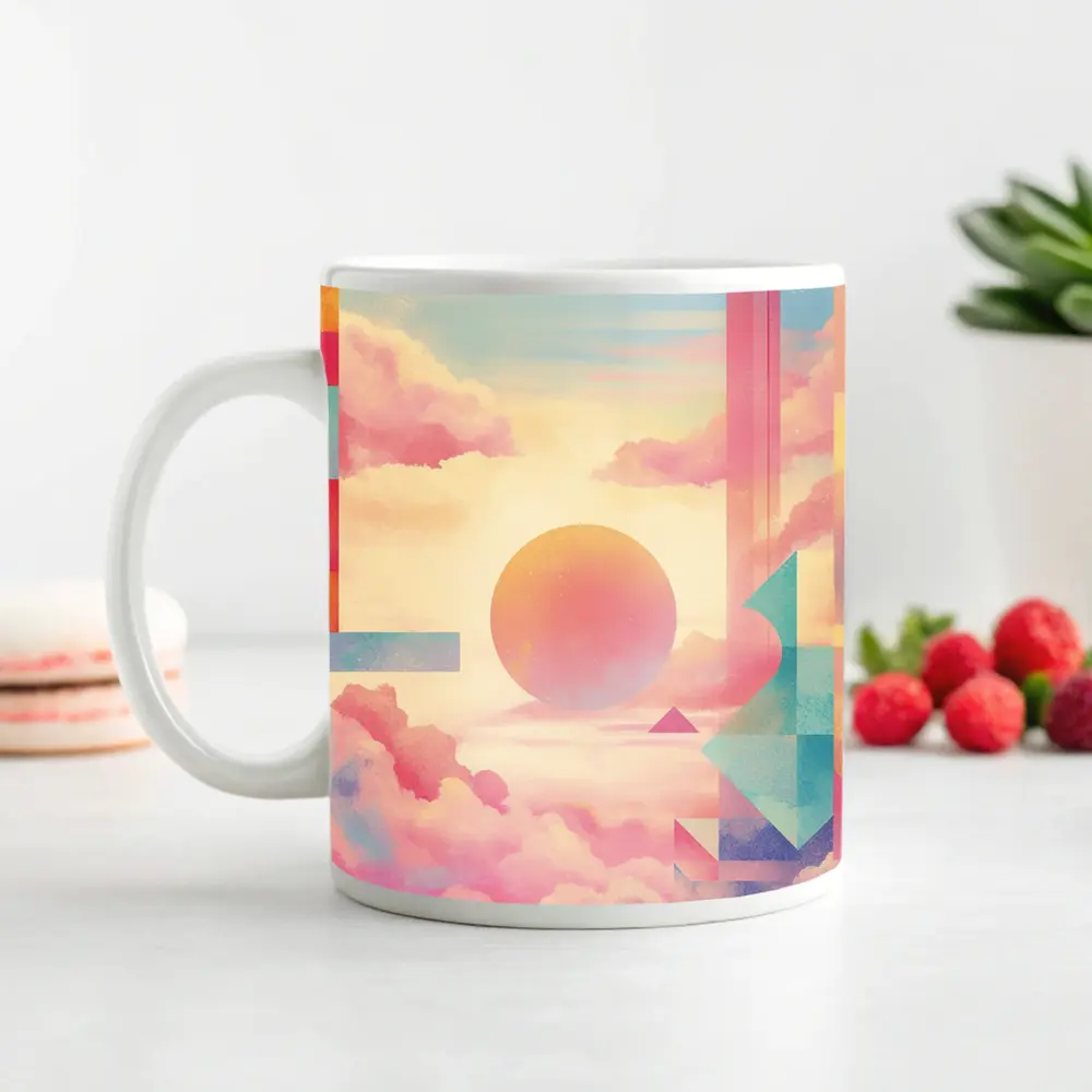 Pastel Geometric Abstract Sky Clouds Art – Mugs