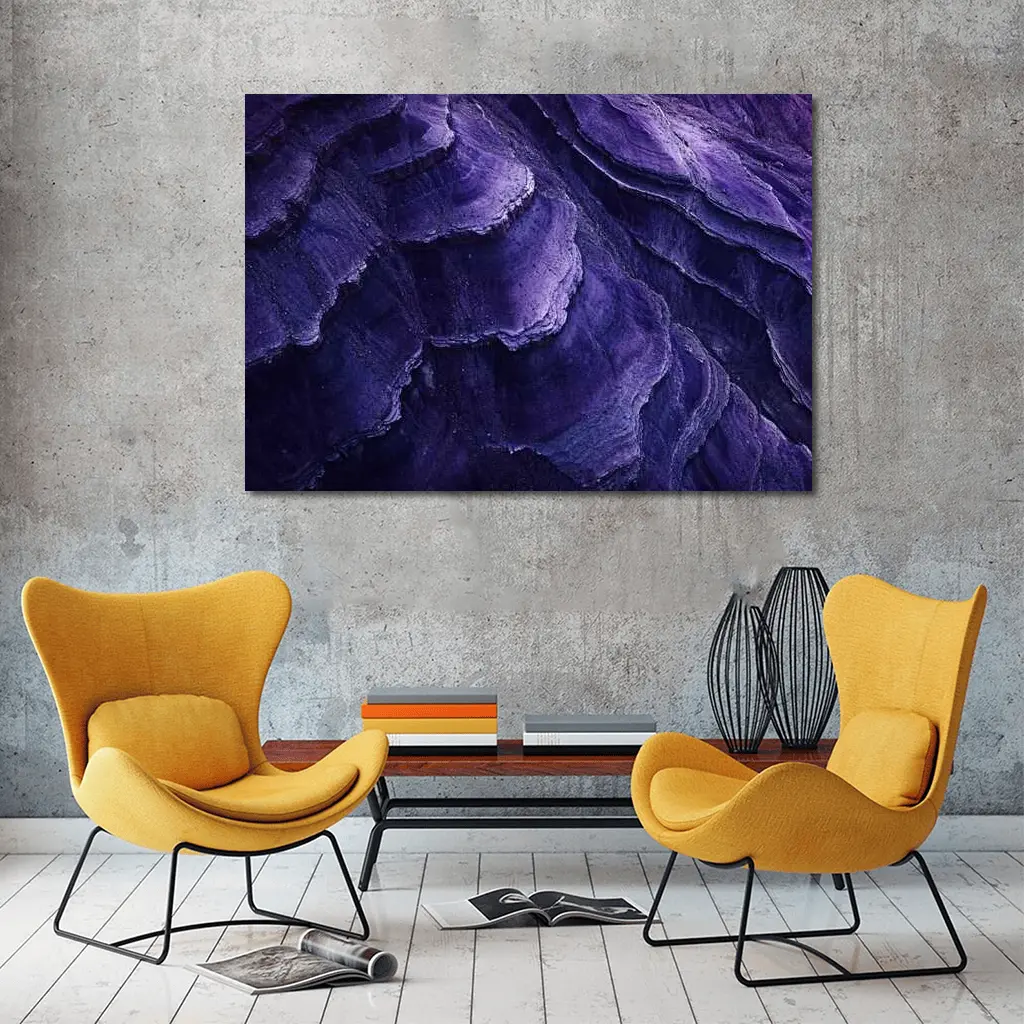 Purple Layered Rock Formation Abstract Texture – Wall Art