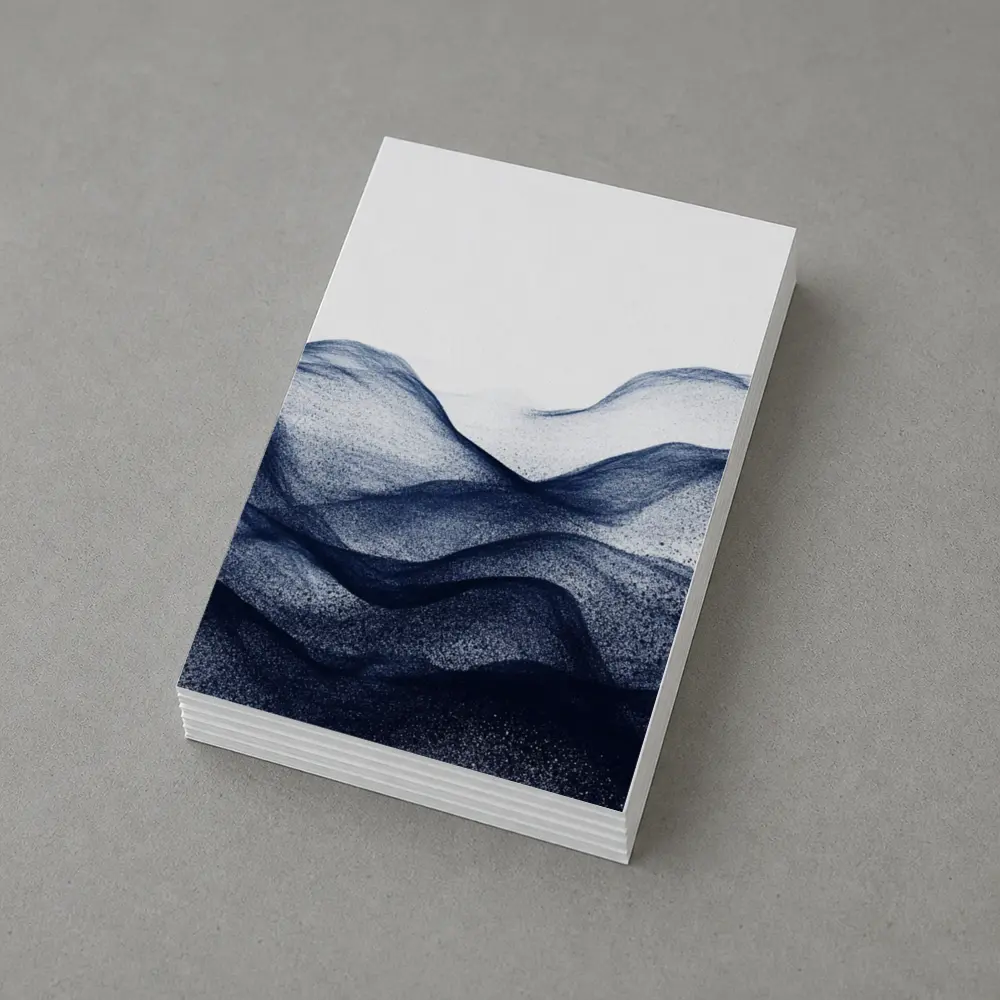 Dark Navy Blue Abstract Wave Art White Background – Postcards
