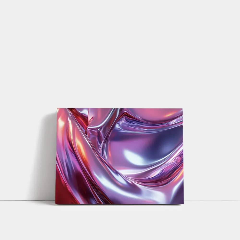 Metallic Abstract Purple Pink Flowing Waves – Wall Art