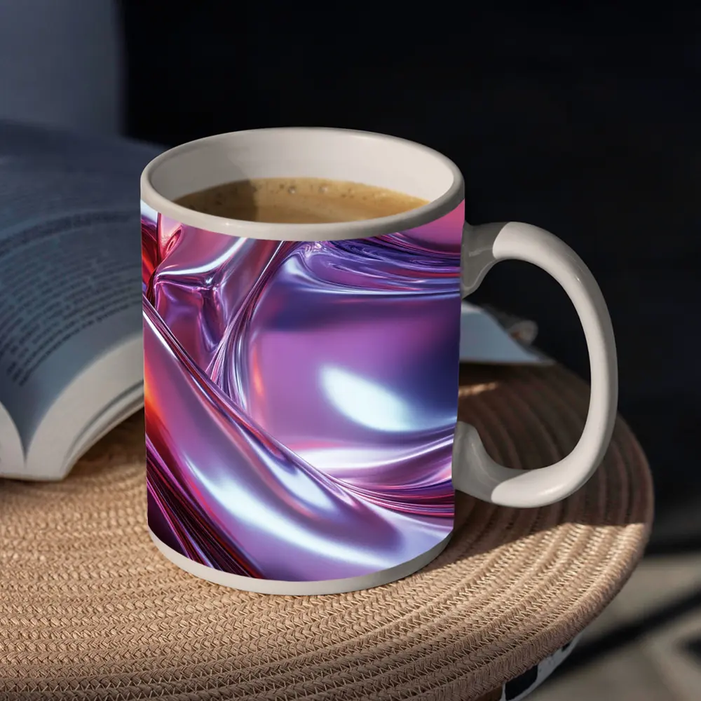 Metallic Abstract Purple Pink Flowing Waves – Mugs