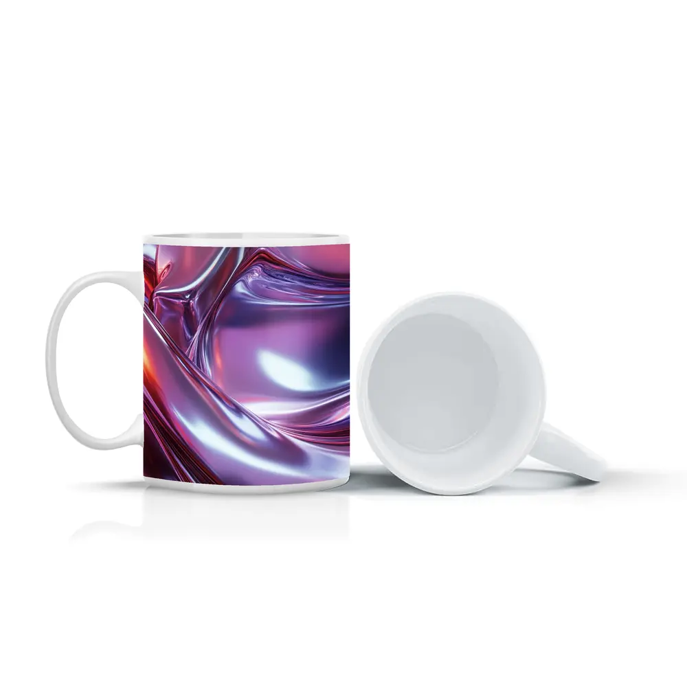 Metallic Abstract Purple Pink Flowing Waves – Mugs