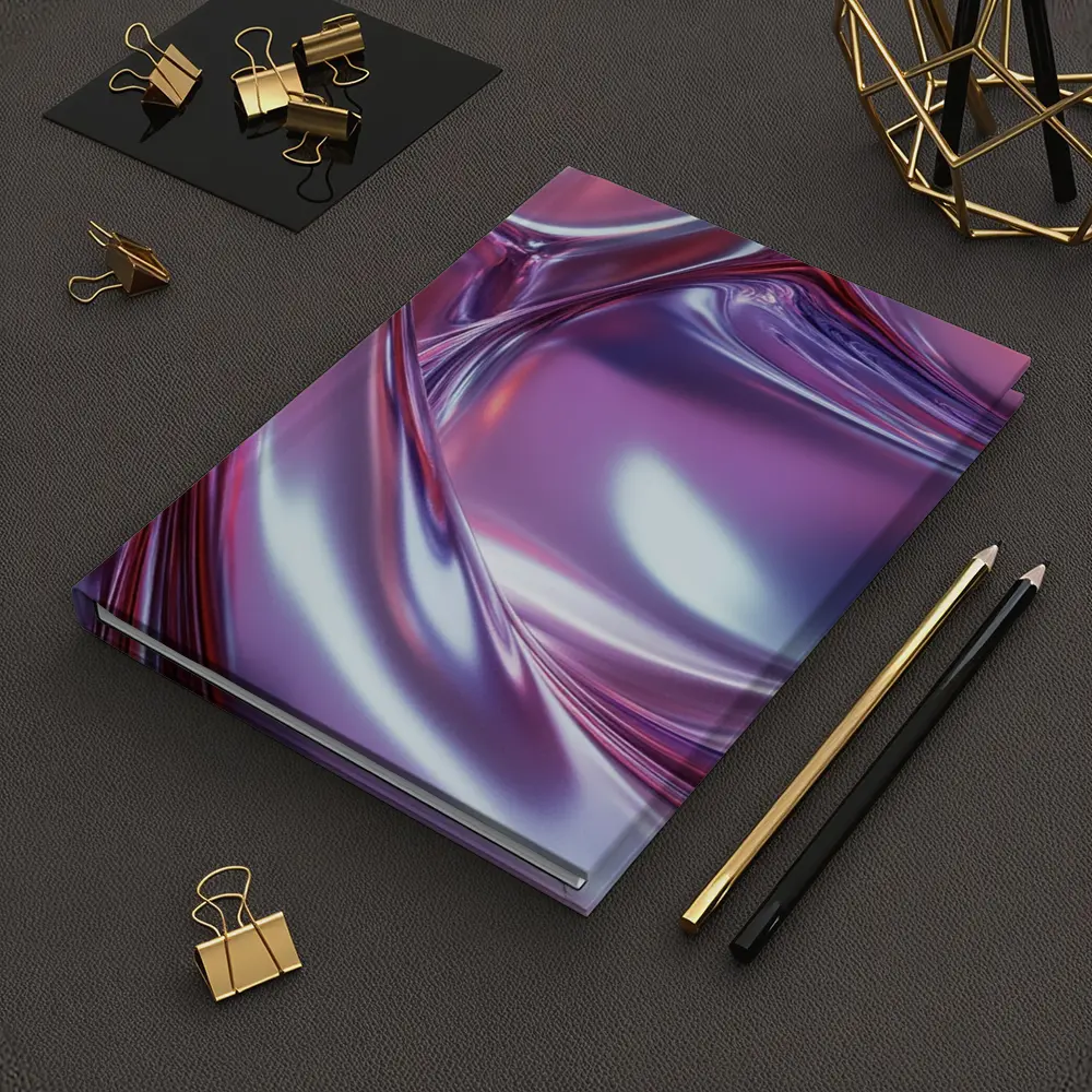 Metallic Abstract Purple Pink Flowing Waves – Notebooks