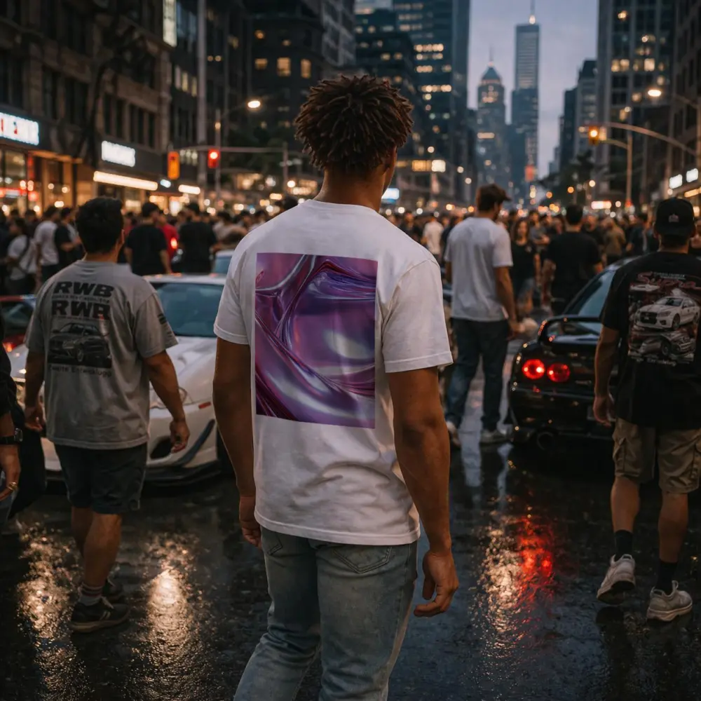 Metallic Abstract Purple Pink Flowing Waves – T-Shirts