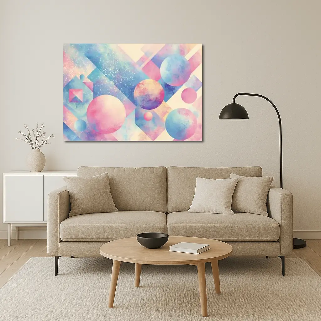 Pastel Geometric Shapes Abstract Watercolor Art – Wall Art