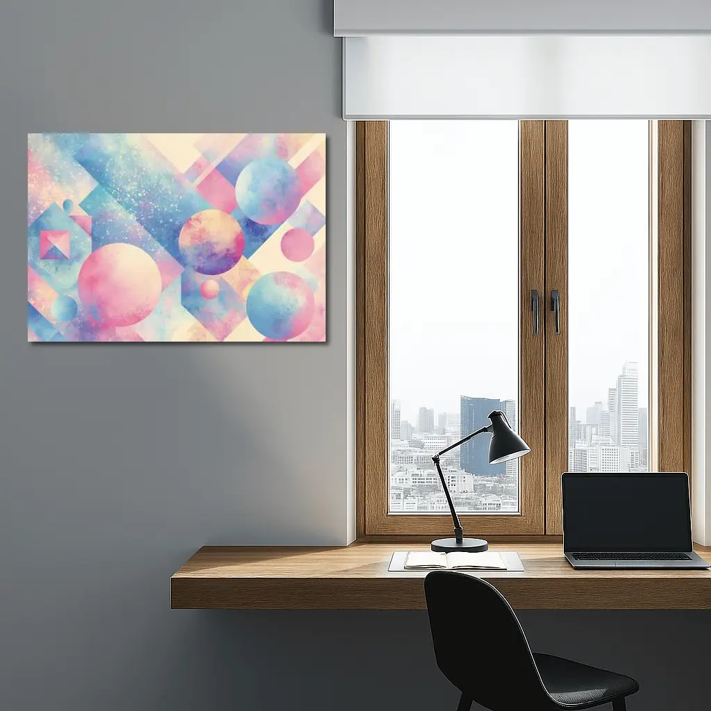 Pastel Geometric Shapes Abstract Watercolor Art – Wall Art