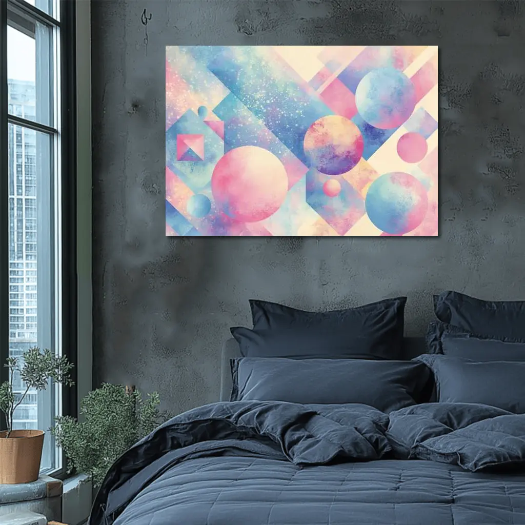 Pastel Geometric Shapes Abstract Watercolor Art – Wall Art