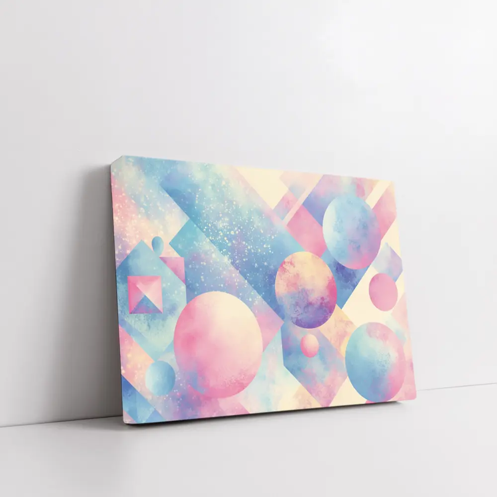 Pastel Geometric Shapes Abstract Watercolor Art – Wall Art