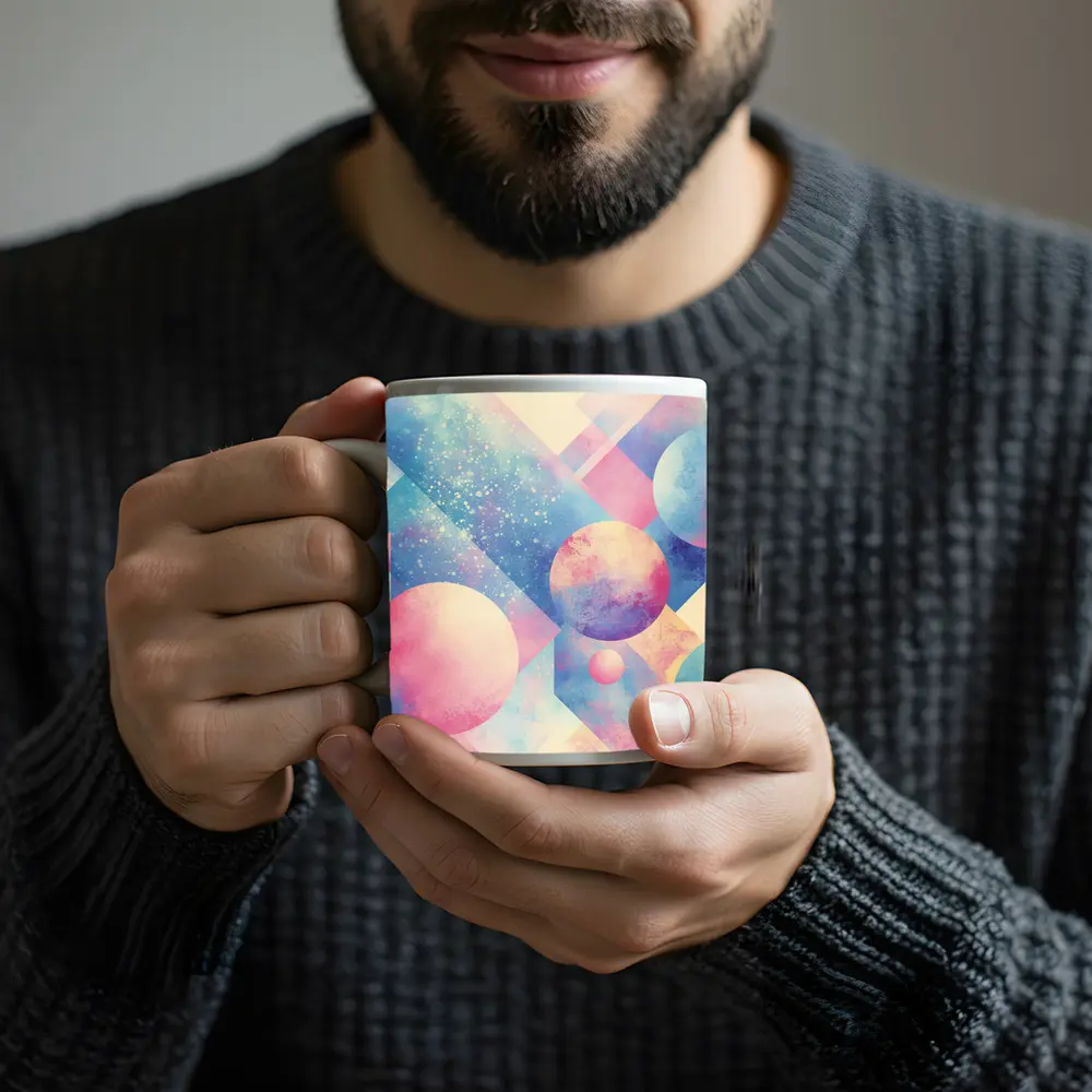 Pastel Geometric Shapes Abstract Watercolor Art – Mugs