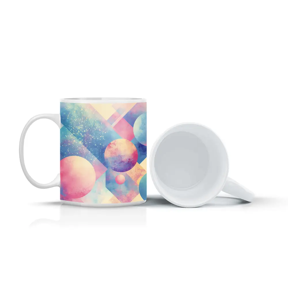 Pastel Geometric Shapes Abstract Watercolor Art – Mugs