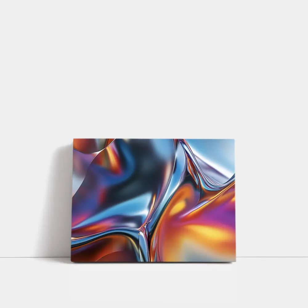 Metallic Fluid Abstract Art Blue Orange – Wall Art