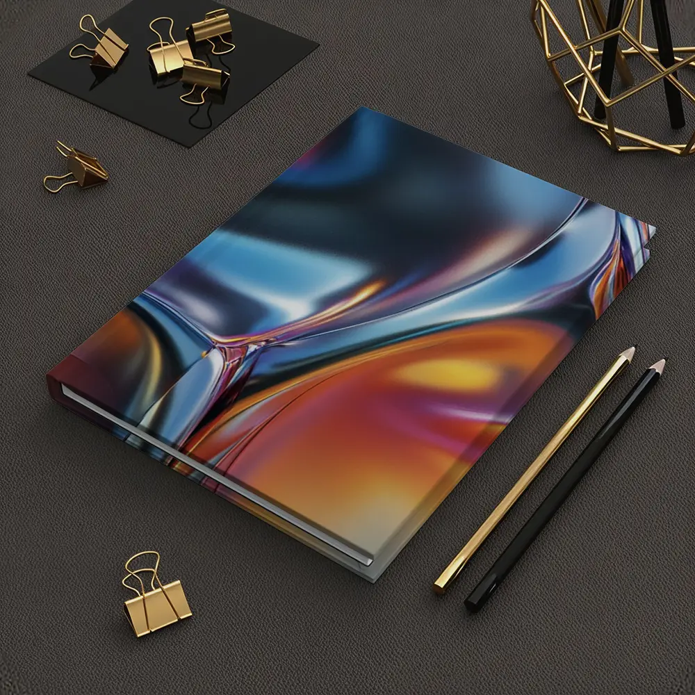 Metallic Fluid Abstract Art Blue Orange – Notebooks