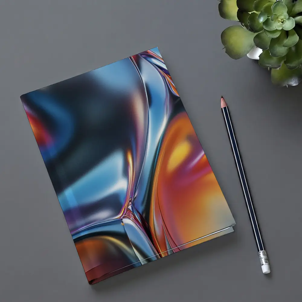 Metallic Fluid Abstract Art Blue Orange – Notebooks