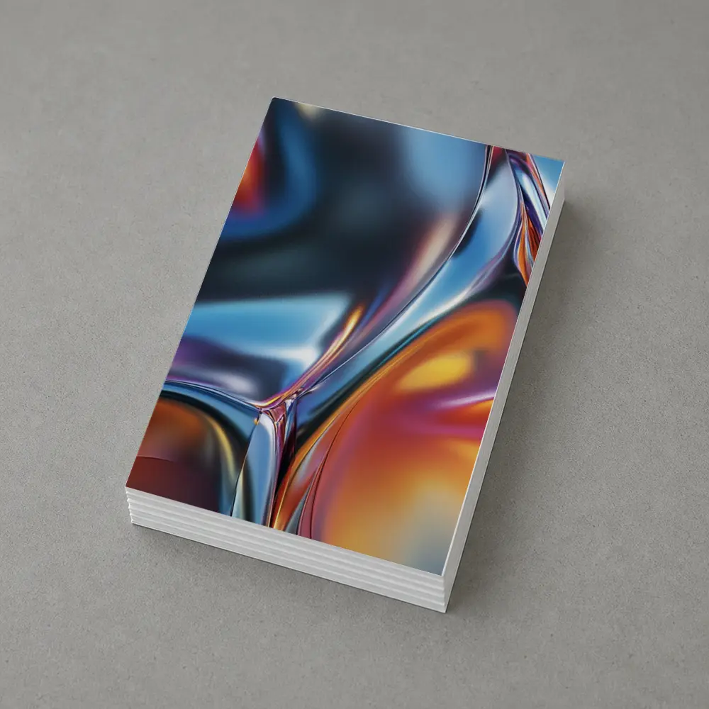 Metallic Fluid Abstract Art Blue Orange – Postcards