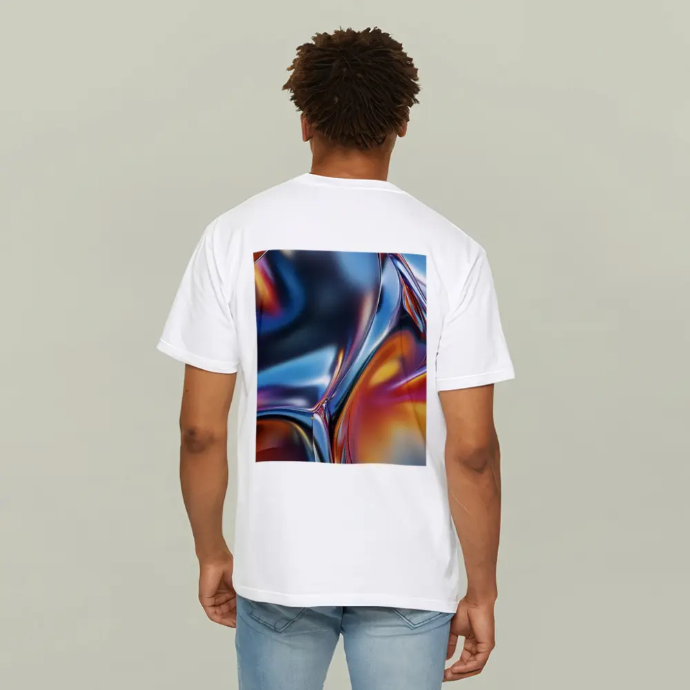 Metallic Fluid Abstract Art Blue Orange – T-Shirts