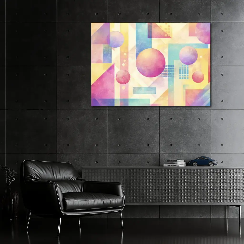 Pastel Geometric Abstract Circles and Triangles – Wall Art