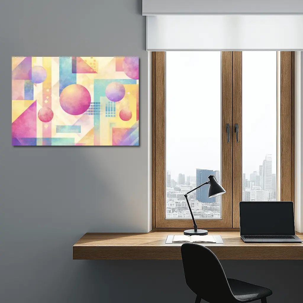 Pastel Geometric Abstract Circles and Triangles – Wall Art