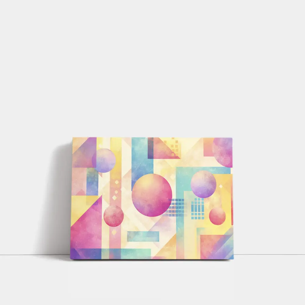 Pastel Geometric Abstract Circles and Triangles – Wall Art