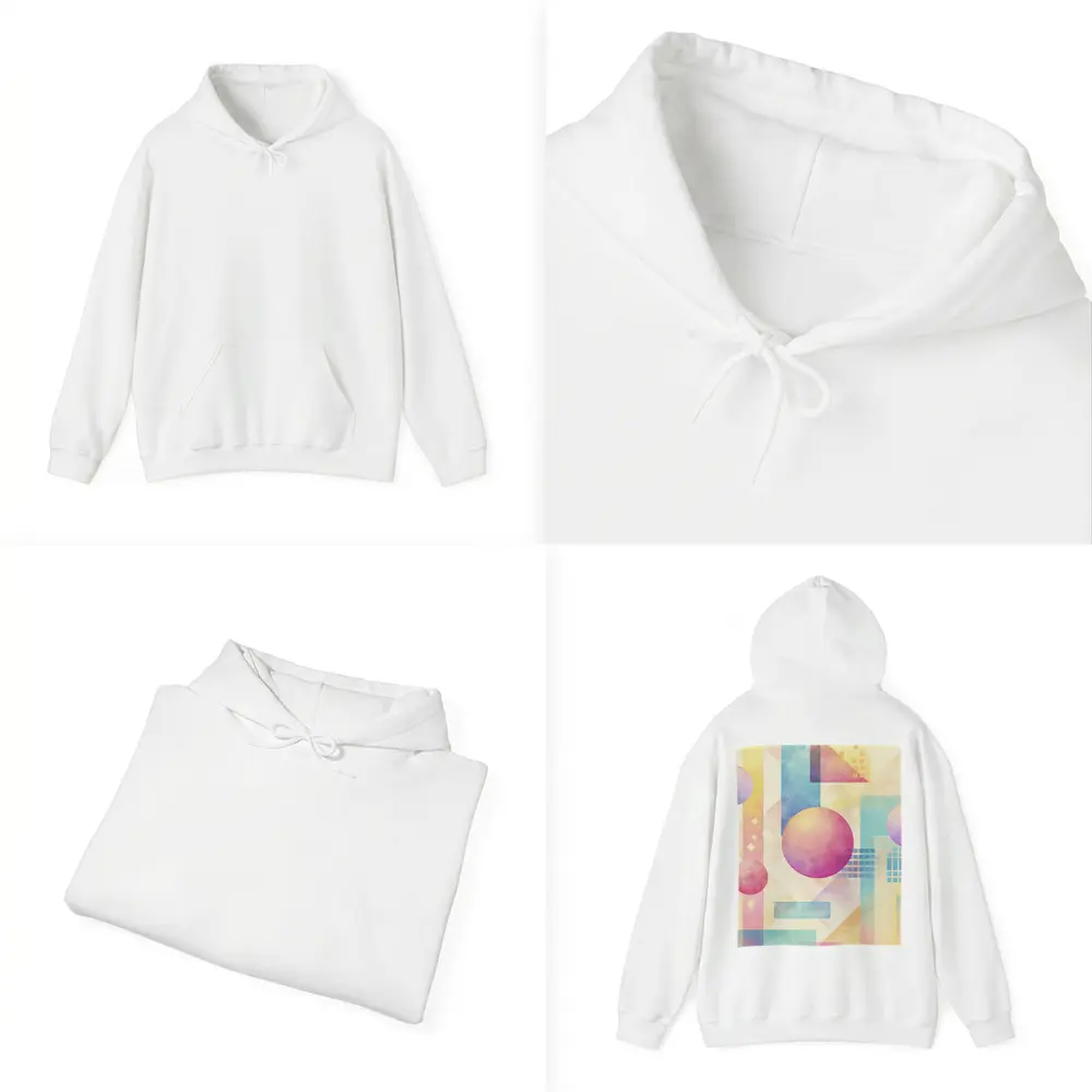Pastel Geometric Abstract Circles and Triangles – Hoodies