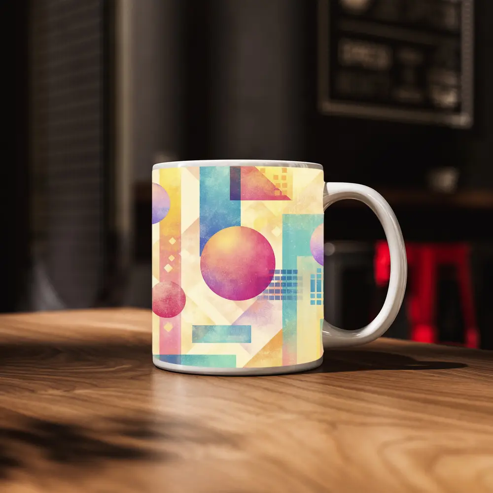 Pastel Geometric Abstract Circles and Triangles – Mugs