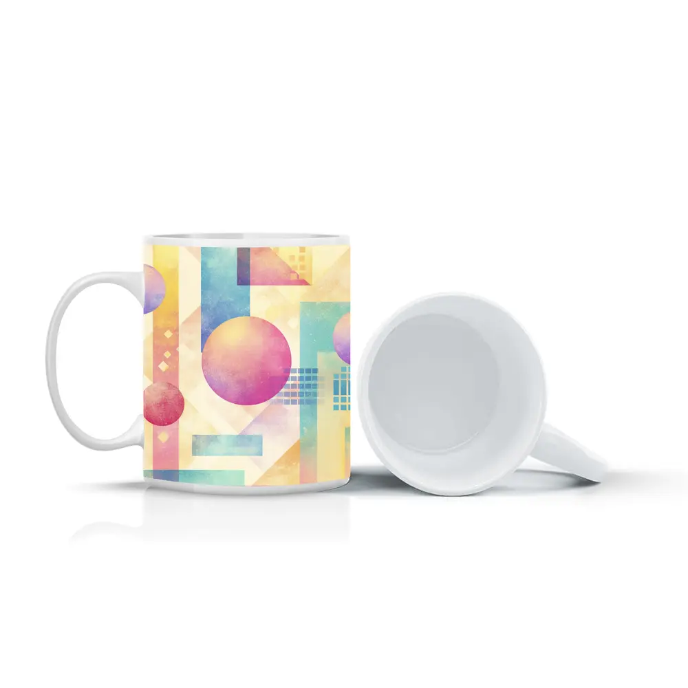 Pastel Geometric Abstract Circles and Triangles – Mugs