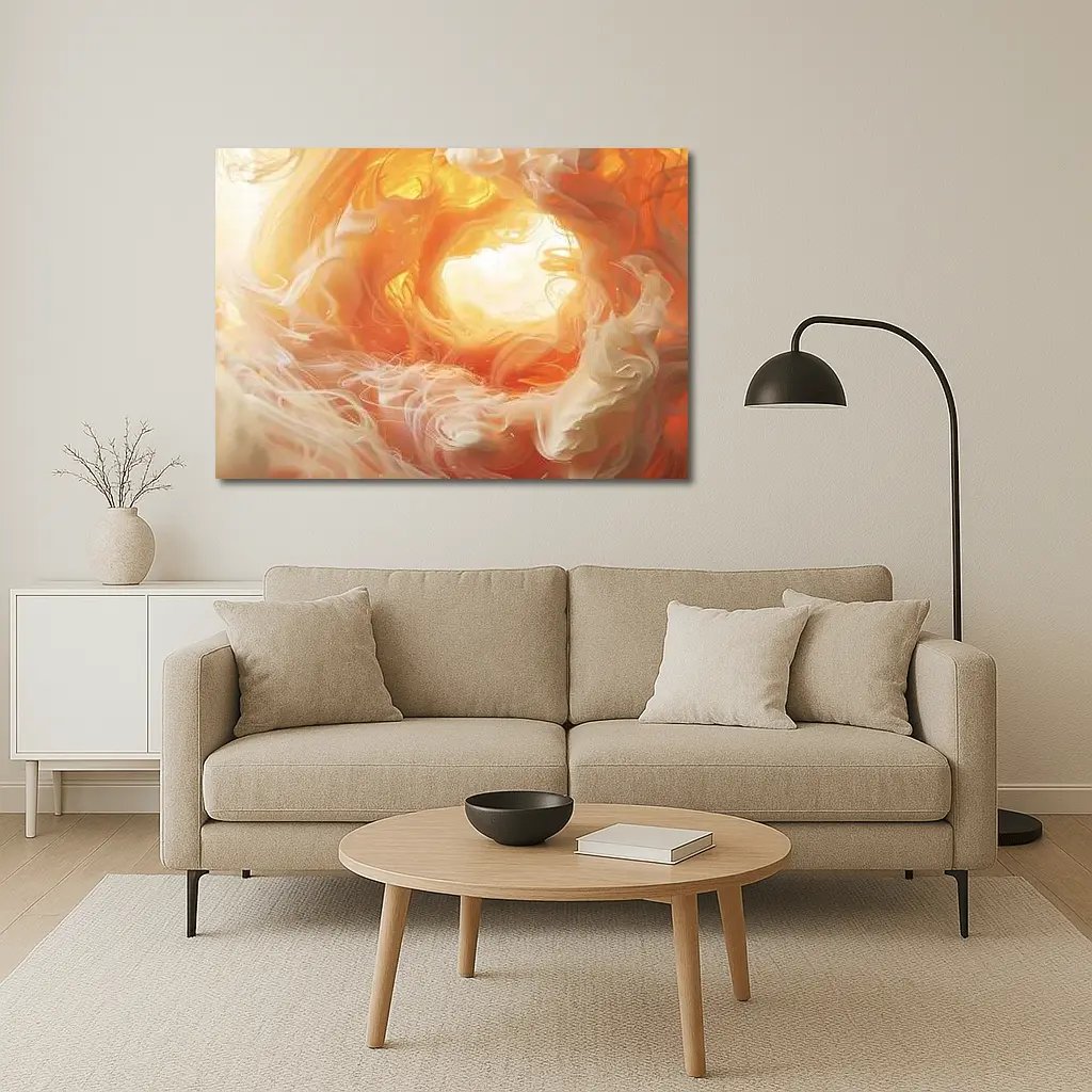 Swirling Orange Abstract Smoke Art – Wall Art