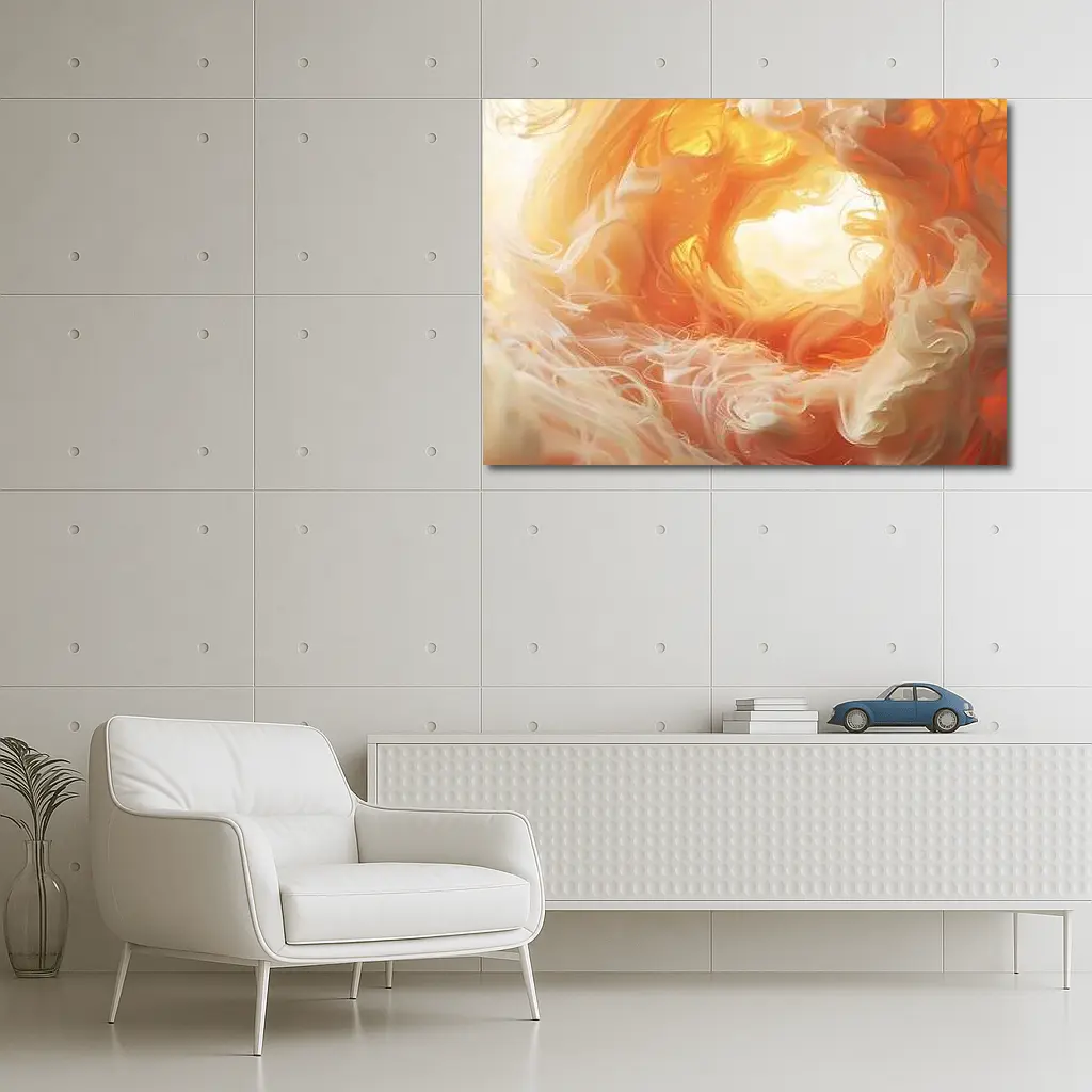 Swirling Orange Abstract Smoke Art – Wall Art