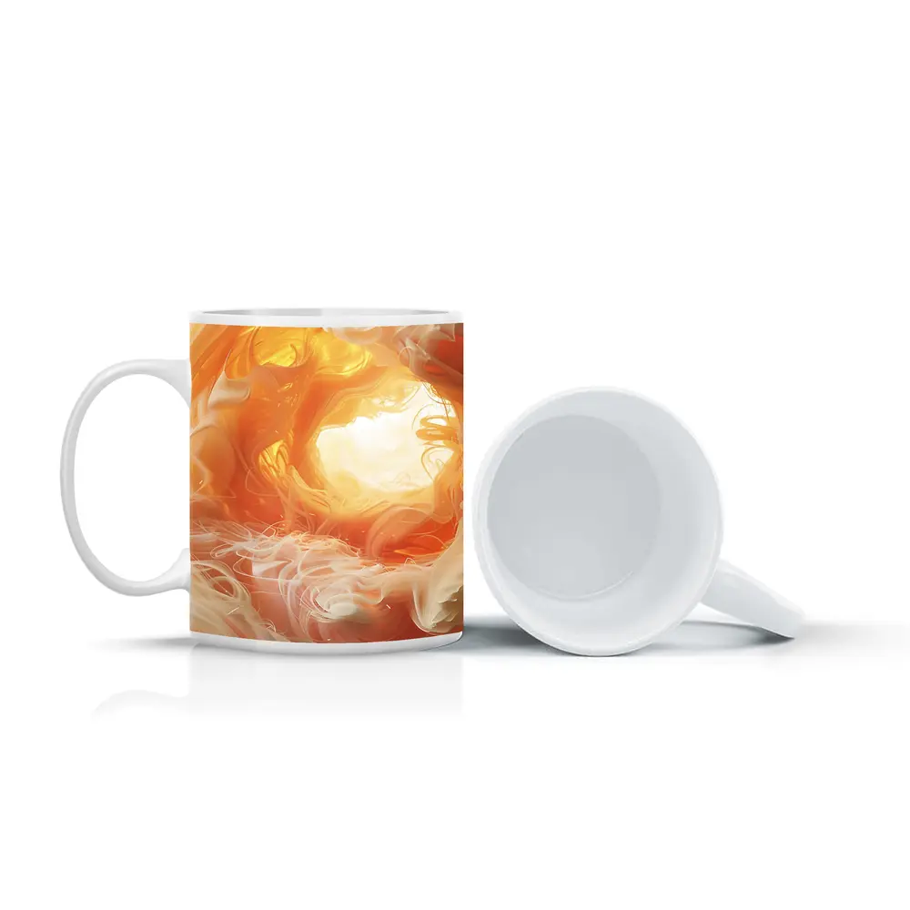 Swirling Orange Abstract Smoke Art – Mugs