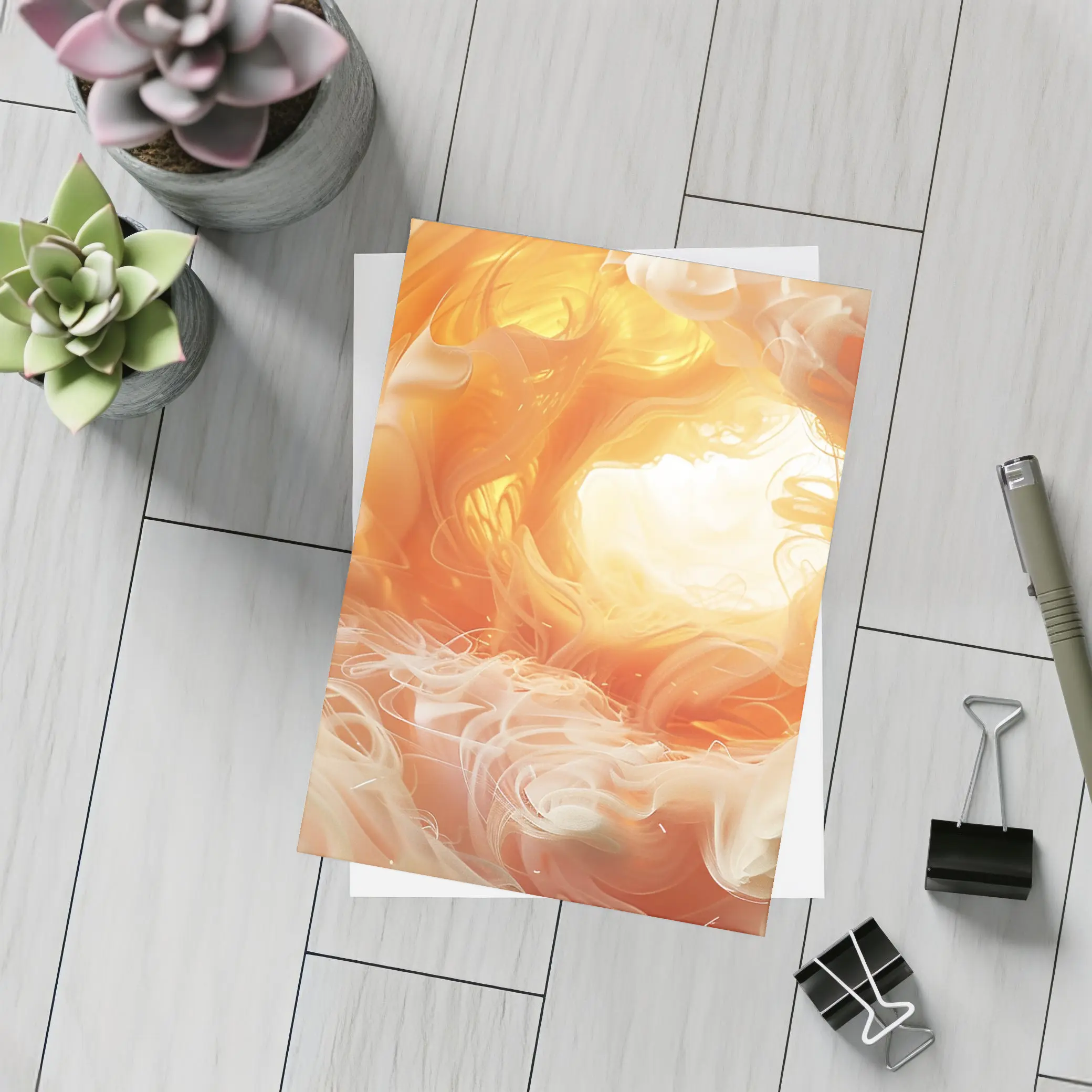 Swirling Orange Abstract Smoke Art – Postcards