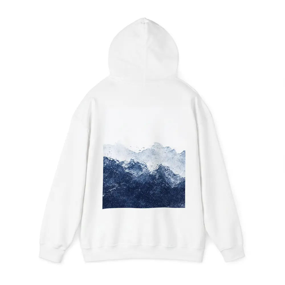 Dark Blue Watercolor Mountain Range White Background – Hoodies