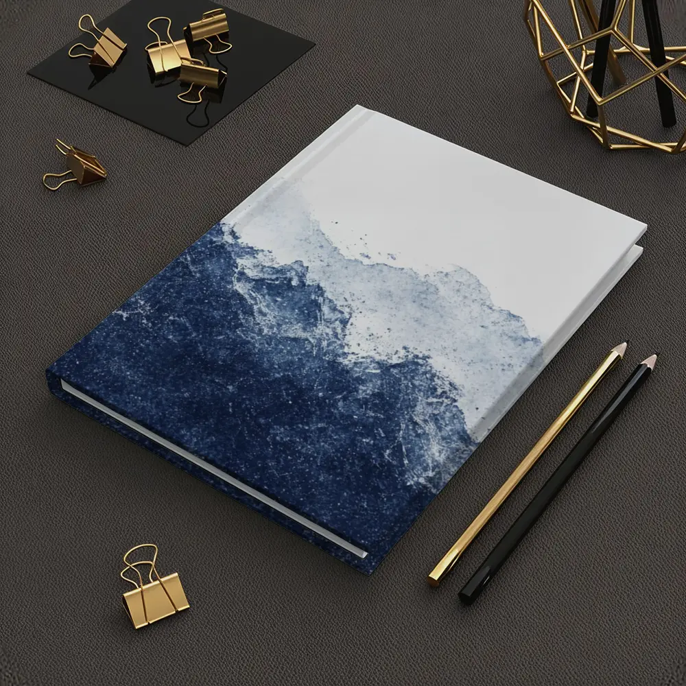 Dark Blue Watercolor Mountain Range White Background – Notebooks