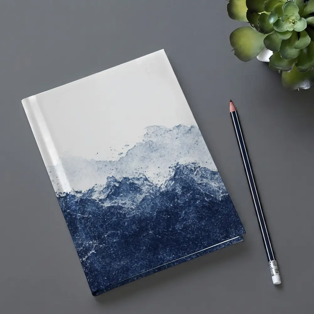 Dark Blue Watercolor Mountain Range White Background – Notebooks